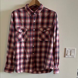 Arizona Jean Company Red and Blue Plaid Shirt